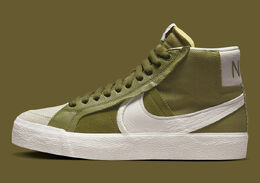 Nike: Зелёные кроссовки SB Blazer Mid