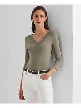 LAUREN RALPH LAUREN: Зелёный топ