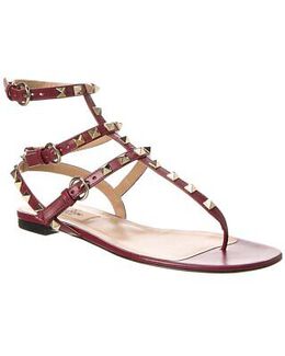 Valentino: Красные сандалии Rockstud