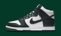 Nike: Зелёные кроссовки Dunk High