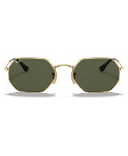 Солнцезащитные очки, RB3556N Восьмиугольные плоские линзы Ray Ban 3702117 | gold/green