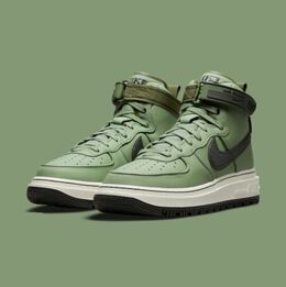 Nike: Зелёные сапоги Air Force 1 High