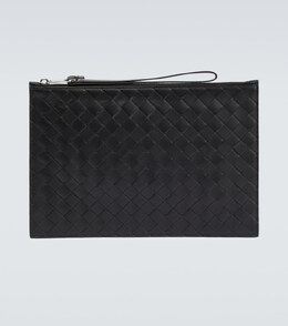 Bottega Veneta: Чёрный клатч  Intrecciato