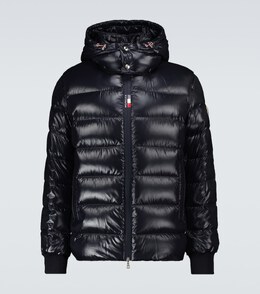 Moncler: Синий пуховик 