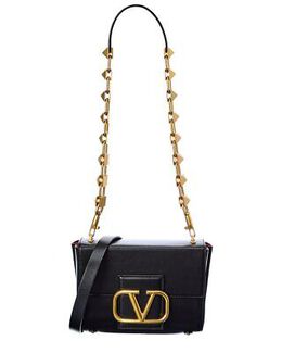 Valentino: Чёрная сумка Stud Sign