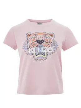 Kenzo: Розовая футболка Tiger