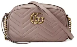 Gucci: Бежевая сумка через плечо GG Marmont