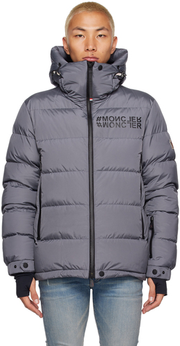 Moncler Grenoble: Серый пуховик 