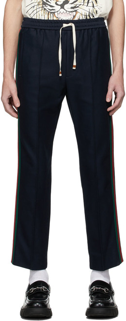 Gucci Grey Synthetic GG Supreme Web Stripe Print Sweat Pants XL