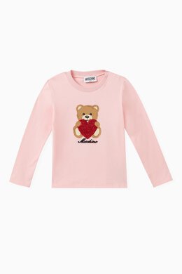 Moschino: Хлопковая футболка Teddy Bear