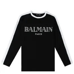 Balmain Kids: Чёрная футболка Paris