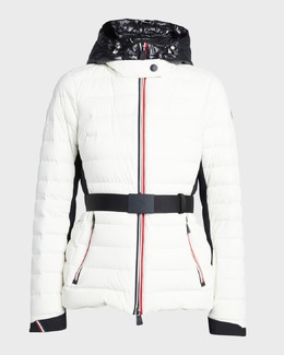 Moncler: Пуховик с поясом 