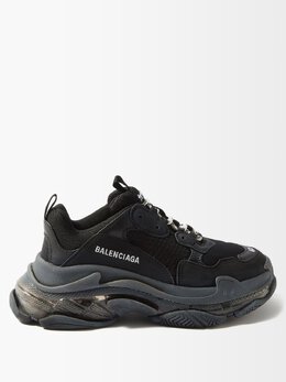 Balenciaga: Чёрные кроссовки Triple S