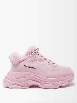 Balenciaga: Розовые кроссовки Triple S