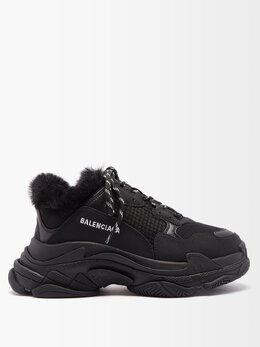 Balenciaga: Чёрные кроссовки Triple S