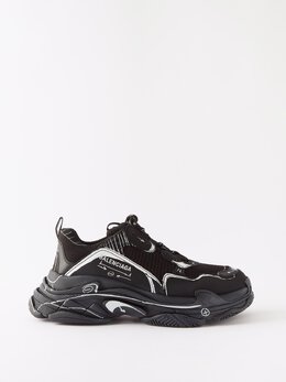 Balenciaga: Чёрные кроссовки Triple S