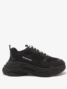 Balenciaga: Чёрные кроссовки Triple S