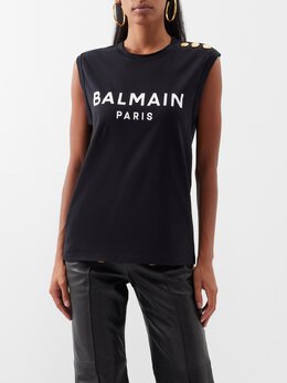 Balmain: Чёрная майка