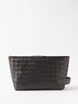 Bottega Veneta: Чёрный клатч Intrecciato