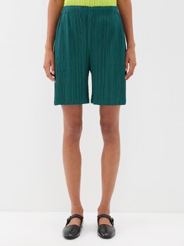 Pleats Please Issey Miyake: Зелёные шорты