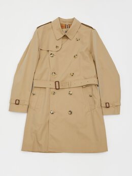 Burberry: Бежевый плащ Kensington