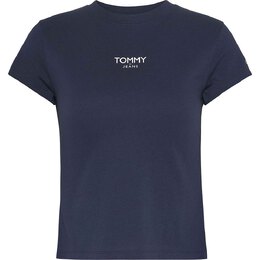 Tommy Jeans: Синяя футболка  Essential