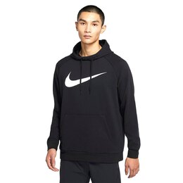 Nike: Чёрная толстовка  Dri-FIT Swoosh