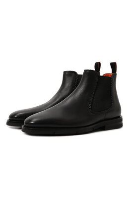 Santoni: Чёрные ботинки 