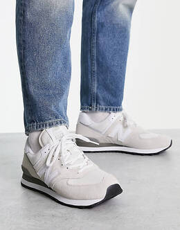 New Balance: Белые кроссовки  574