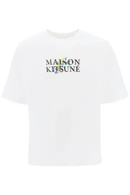 MAISON KITSUNE: Футболка с цветочным принтом