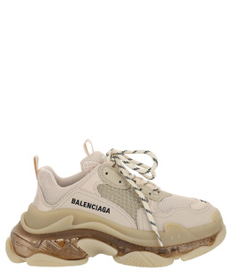 Balenciaga: Бежевые кроссовки Triple S