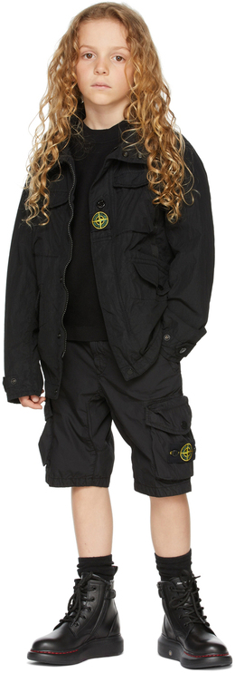 Stone Island Junior: Чёрные шорты 