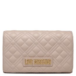 Love Moschino: Бежевый клатч 