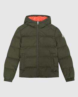 Moncler ENFANT: Зелёный пуховик 