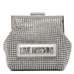 Love Moschino: Серебристый клатч 