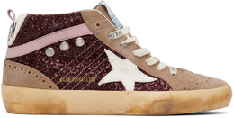 Golden Goose: Бордовые кроссовки  Mid Star