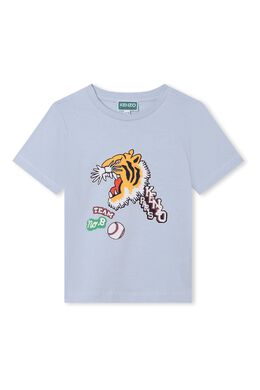 Kenzo: Синяя футболка Tiger