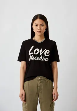 Love Moschino: Чёрная футболка 