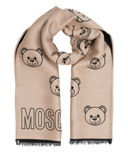 Moschino: Бежевый шарф  Teddy Bear