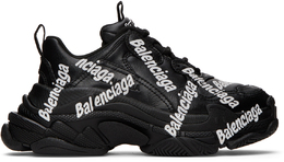 Balenciaga: Чёрные кроссовки Triple S