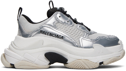 Balenciaga: Серебристые кроссовки  Triple S