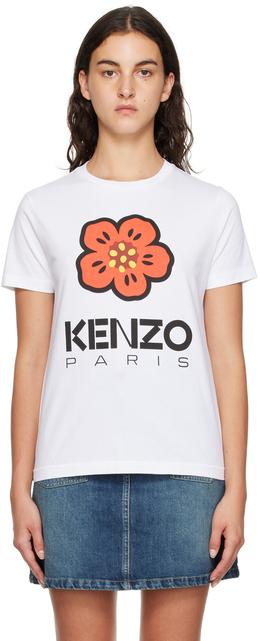 Kenzo: Белая футболка Paris