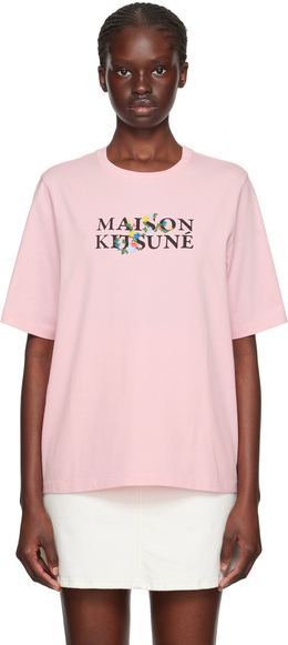 Maison Kitsuné: Розовая футболка 