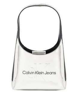 Calvin Klein Jeans: Серебристая сумка 