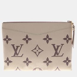 Louis Vuitton: Бежевый клатч