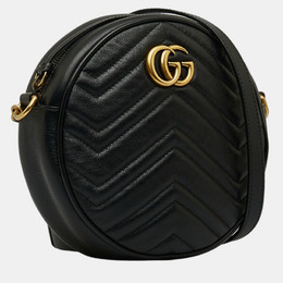 Gucci: Чёрная сумка через плечо GG Marmont