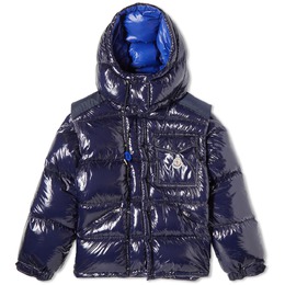 Moncler: Синий пуховик 