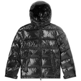 Moncler: Чёрный пуховик Maya