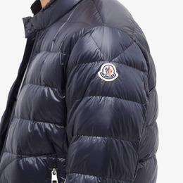 Moncler: Синий пуховик 