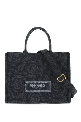 Versace: Чёрная сумка-шоппер Barocco